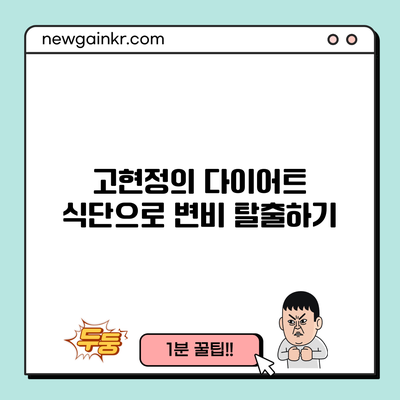 고현정의 다이어트 식단으로 변비 탈출하기