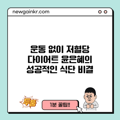 운동 없이 저혈당 다이어트: 윤은혜의 성공적인 식단 비결