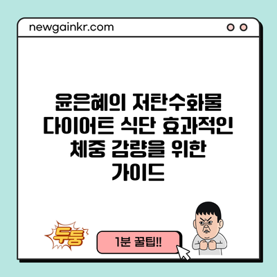 윤은혜의 저탄수화물 다이어트 식단: 효과적인 체중 감량을 위한 가이드