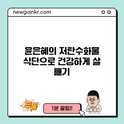 윤은혜의 저탄수화물 식단으로 건강하게 살 빼기