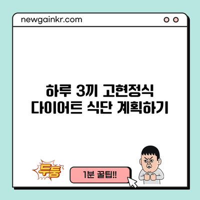 하루 3끼 고현정식 다이어트 식단 계획하기