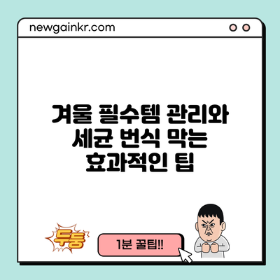 겨울 필수템 관리와 세균 번식 막는 효과적인 팁