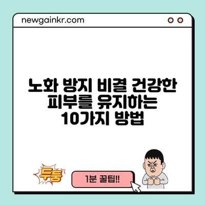 노화 방지 비결: 건강한 피부를 유지하는 10가지 방법