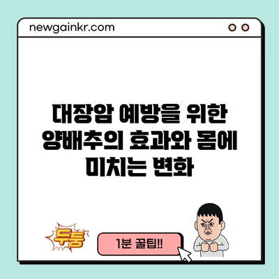 대장암 예방을 위한 양배추의 효과와 몸에 미치는 변화