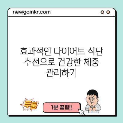 효과적인 다이어트 식단 추천으로 건강한 체중 관리하기