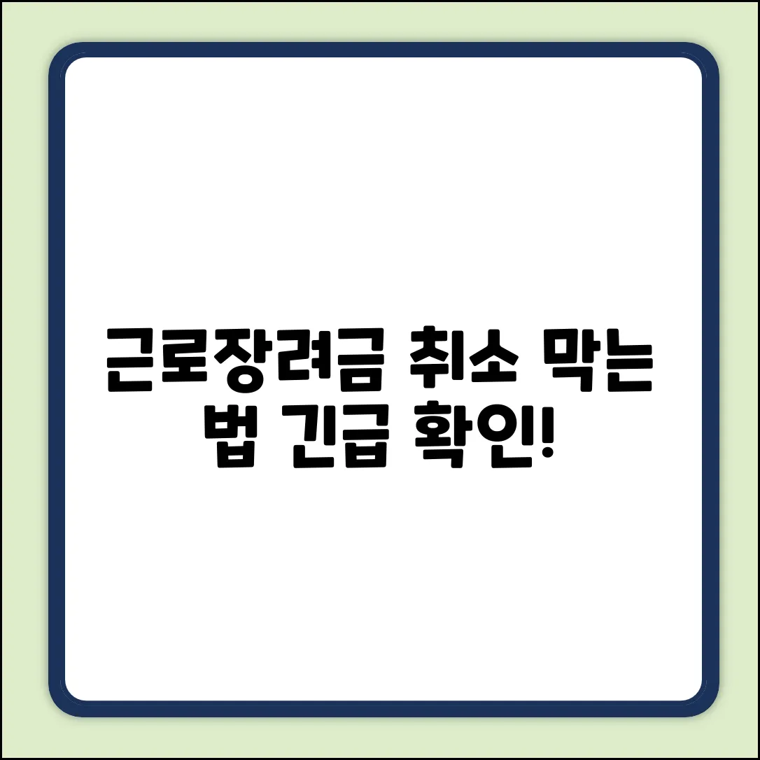 ⚠️ 근로장려금 취소? 막을 방법!