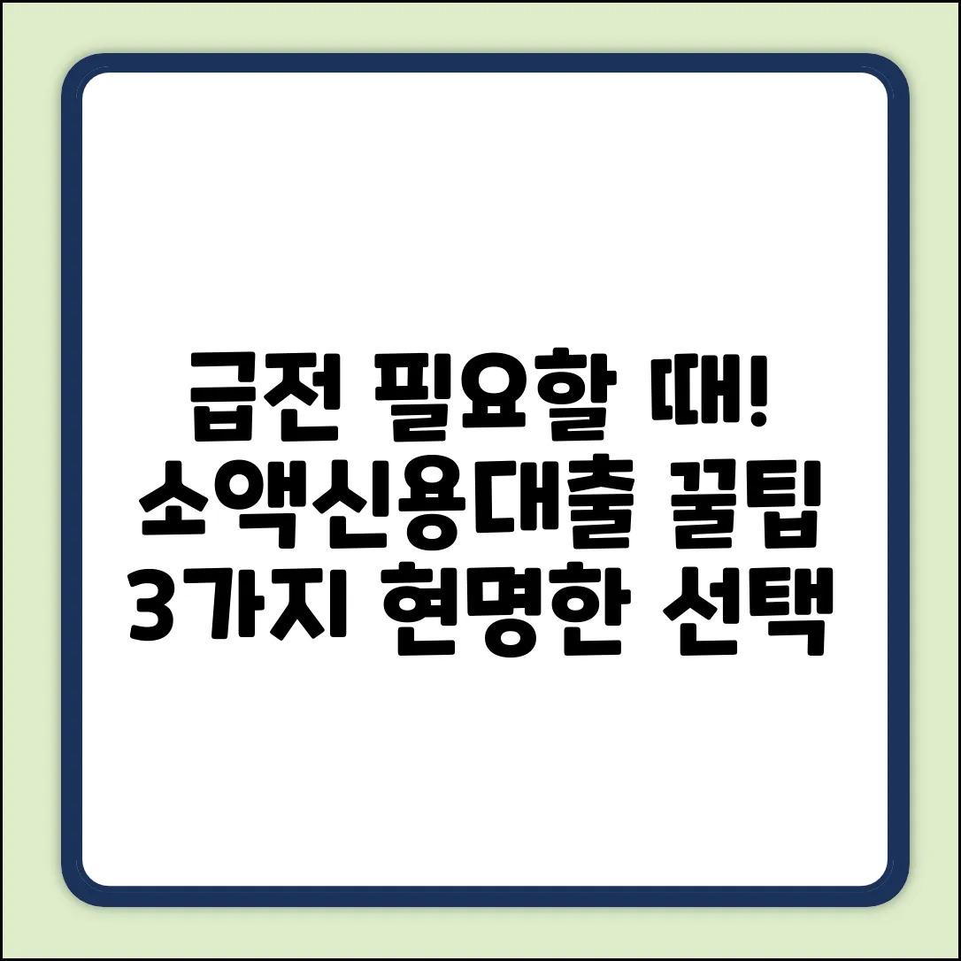 소액신용대출: 급할 때 3가지 현명한 선택