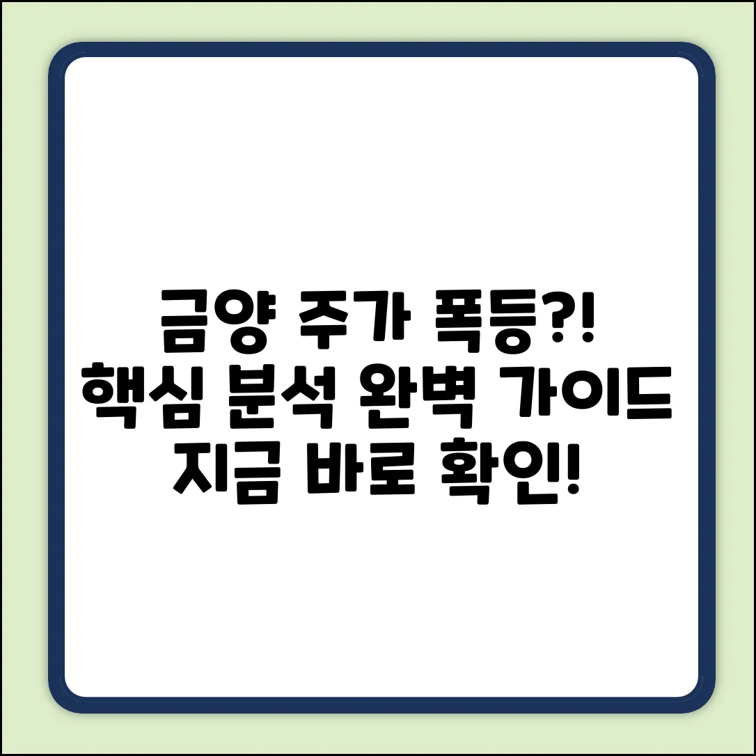 금양 주가 전망 완벽 가이드: 핵심 분석